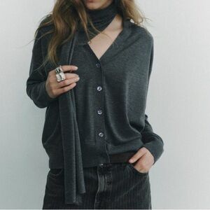 Zara Scarf Collar Knit Cardigan